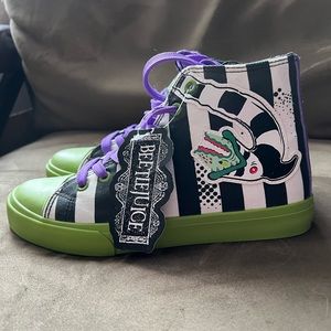 Beetlejuice Striped Purple Green Snake Shoes